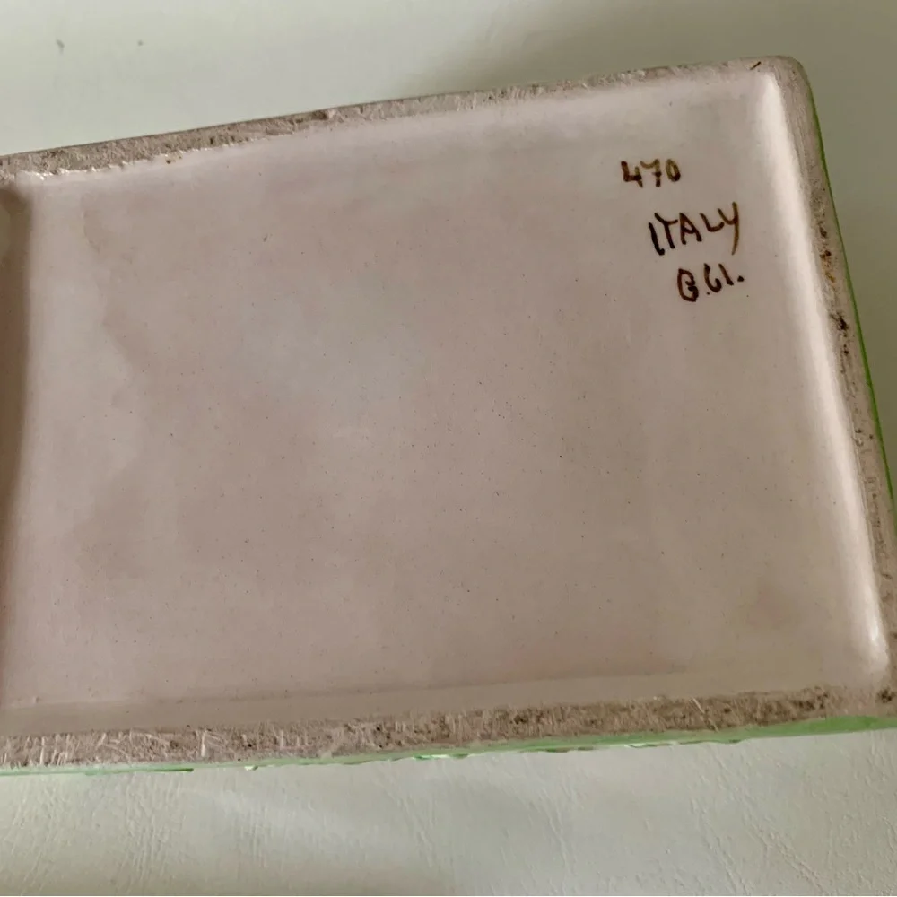 Vintage Landing Of The Piligrims Ceramic Trinket Box Italy 2.5/4/5”
